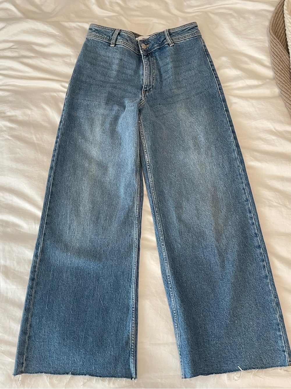 Mango Wide-Leg High-Rise Denim Jeans - Medium Blue